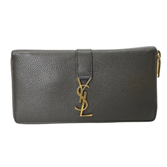 Saint Laurent Charcoal Wallet with Gold Accent - Picture 2 of 13
